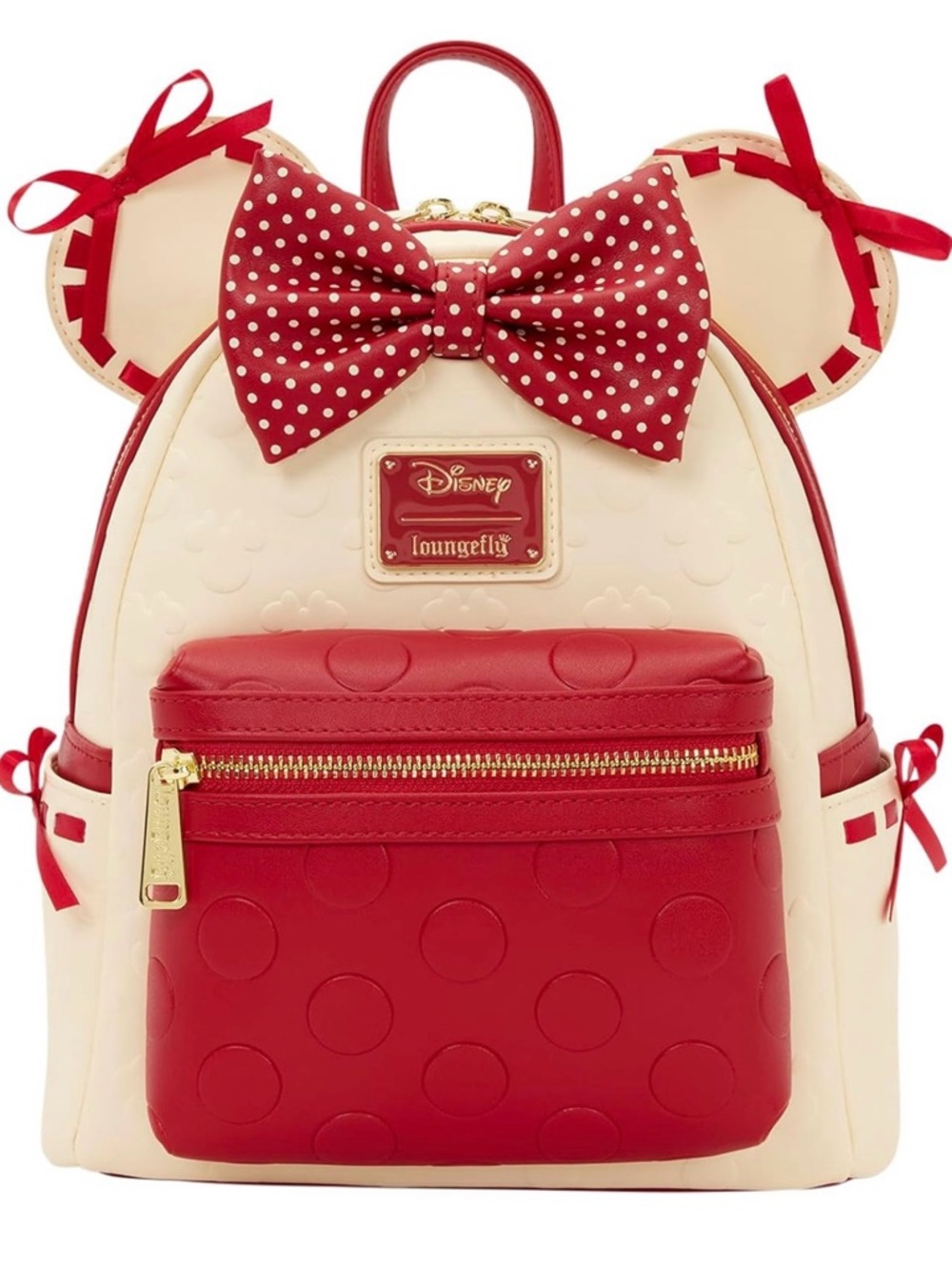 Rock the Dots Cream & Red Minnie Ears Backpack